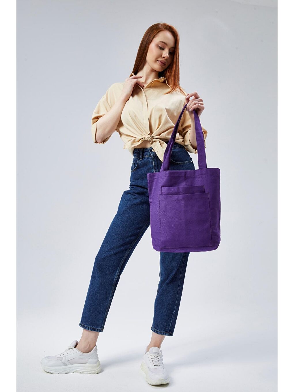 2 Cepli Koyu Mor Gabardin Çanta-4