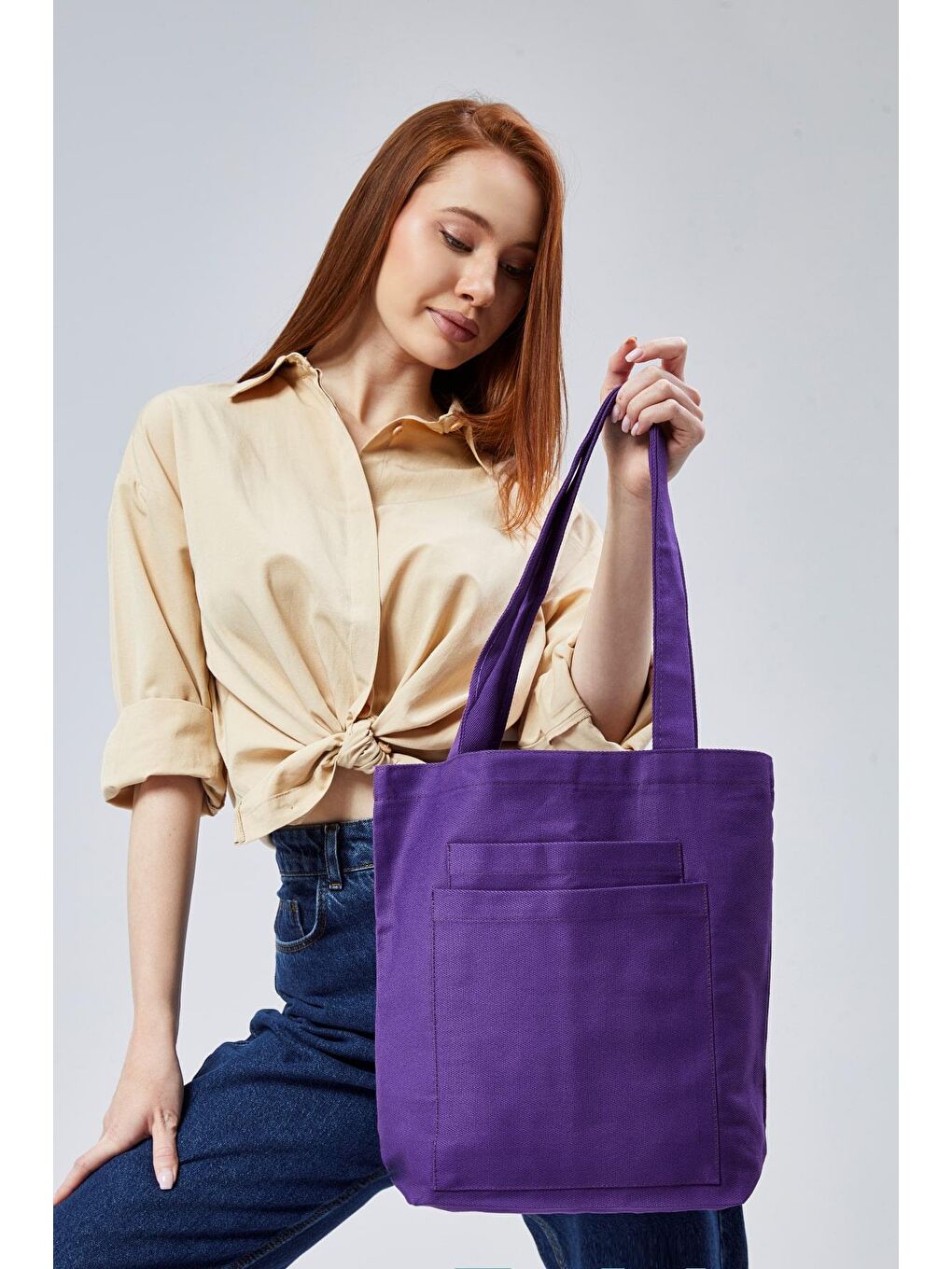 2 Cepli Koyu Mor Gabardin Çanta-6