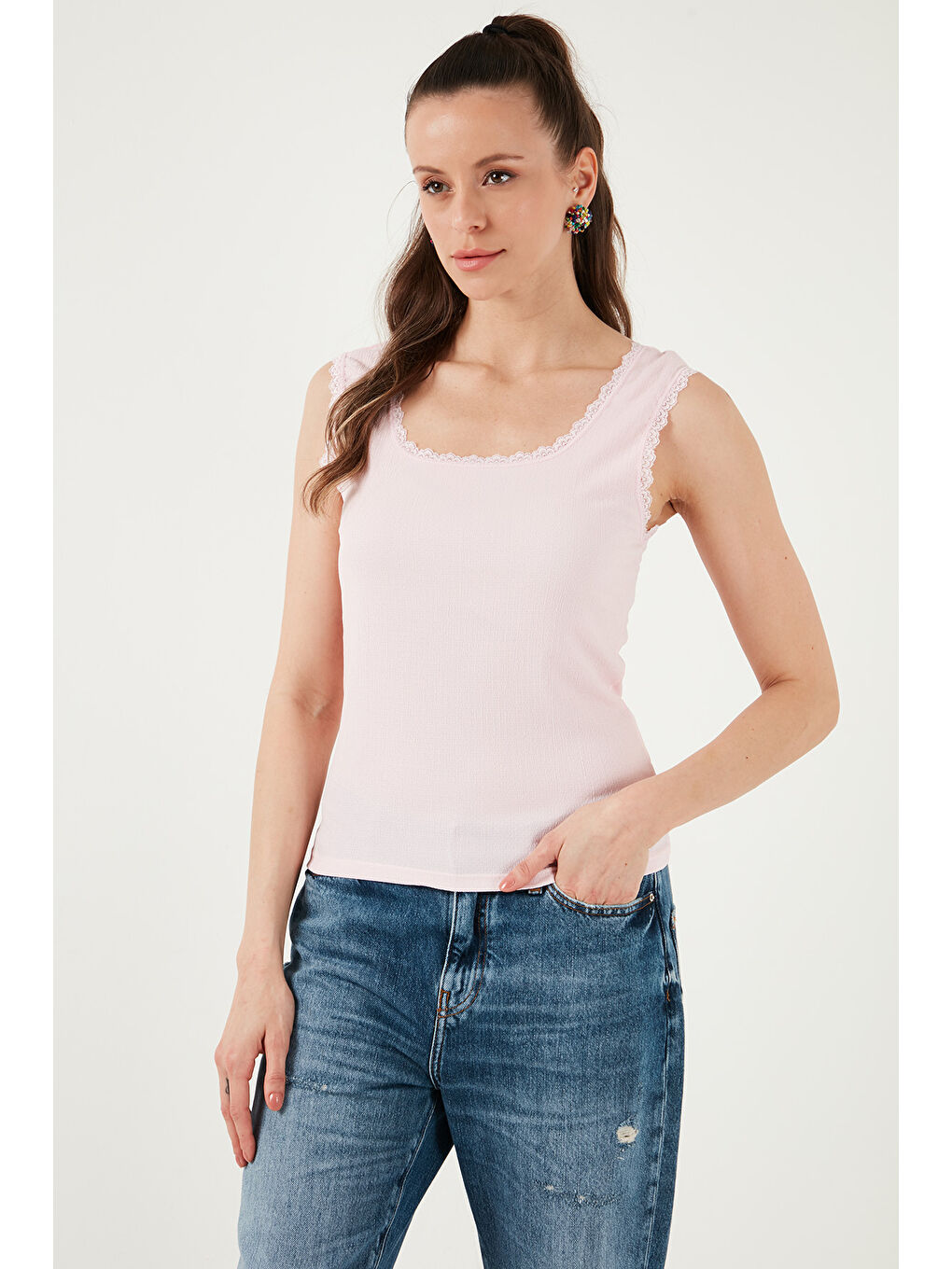 Pembe Streç Pamuklu Oversize Fit 2' li Paket Gömlek-Atlet Set 67810014979S2-2