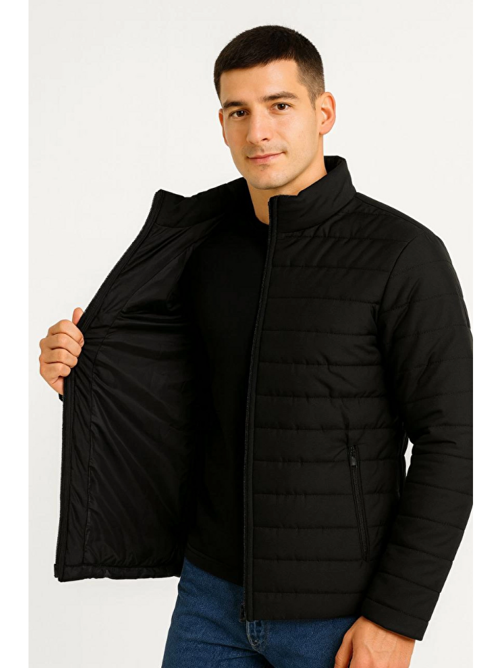 Siyah Erkek Bomber Mont Ceket-3