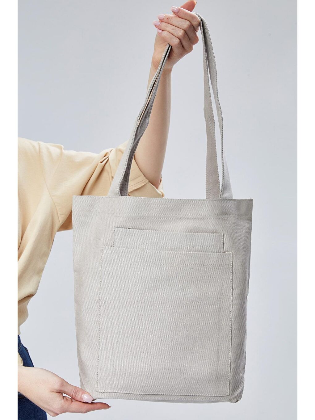 2 Cepli Gri Gabardin Çanta-1
