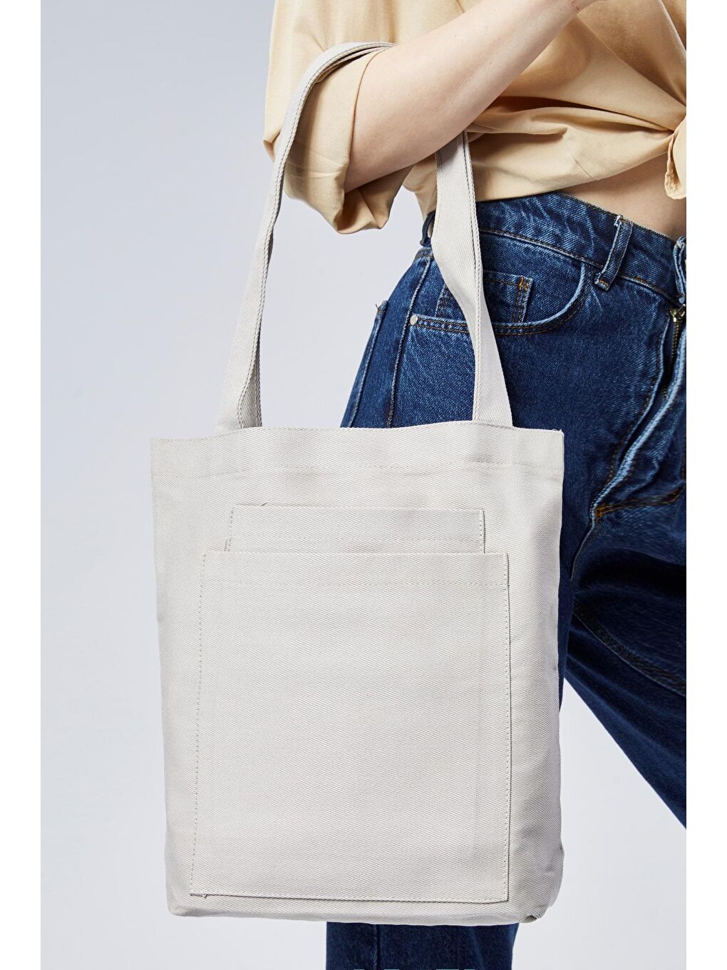 2 Cepli Gri Gabardin Çanta-2