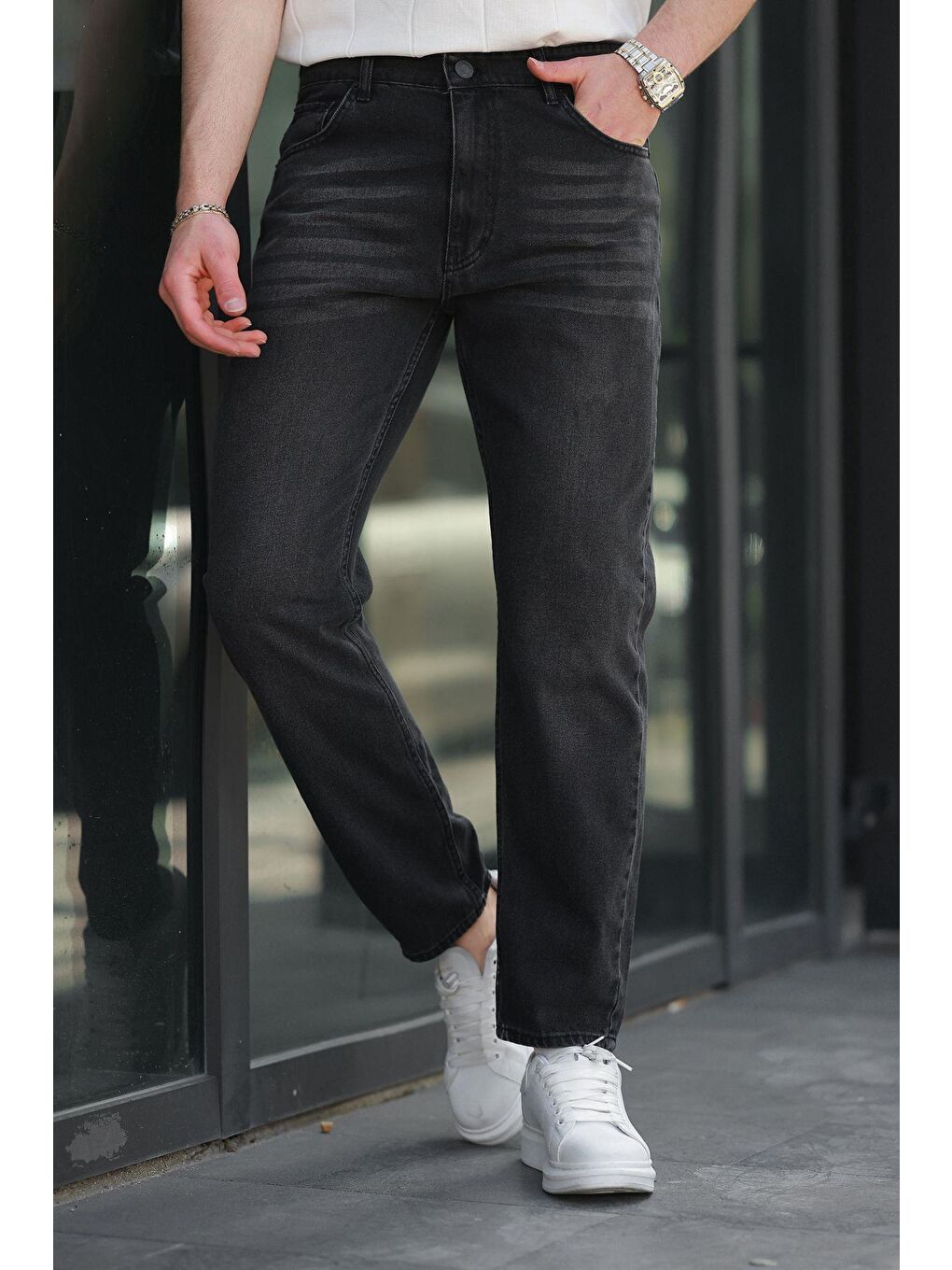 Gri Füme Erkek Jean Pantolon E7419