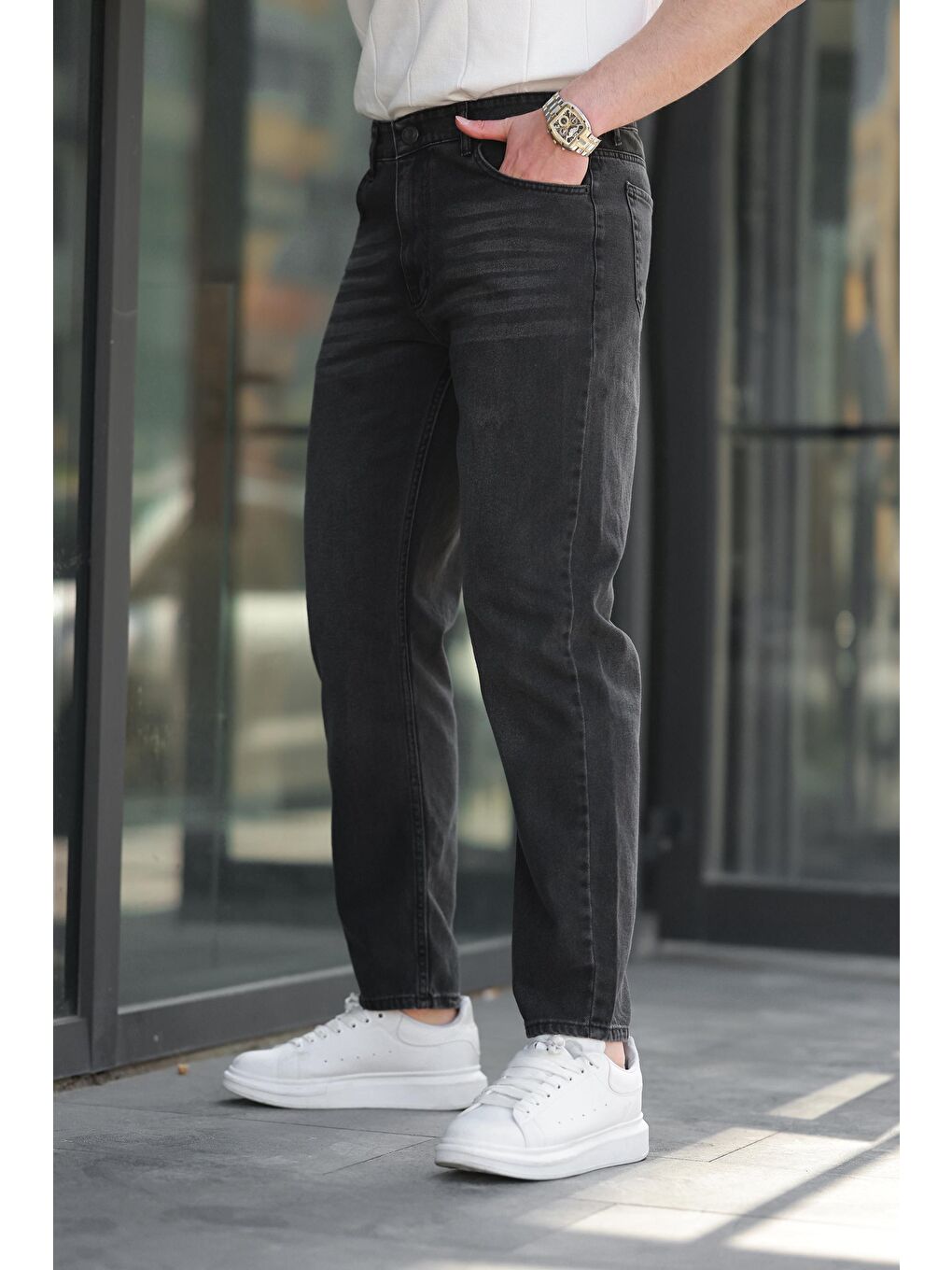 Gri Füme Erkek Jean Pantolon E7419-1