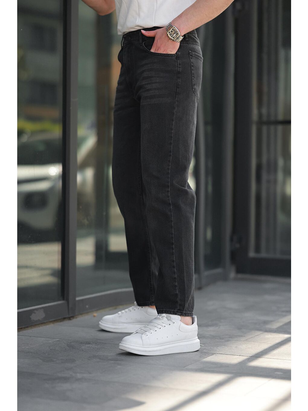 Gri Füme Erkek Jean Pantolon E7419-2