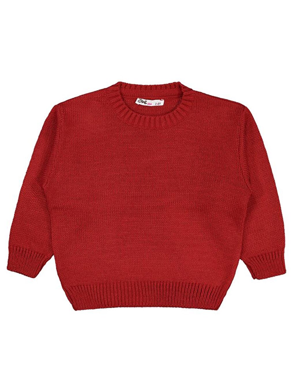 Girls Düz 2-5 Yaş Kazak - Kırmızı 5-6 Yaş