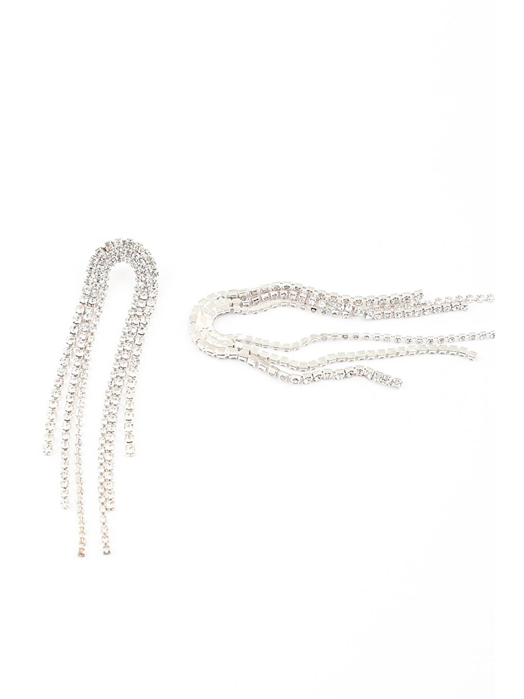 Gri Parlak Taşlı Püsküllü Sallantılı Abiye Küpe-3