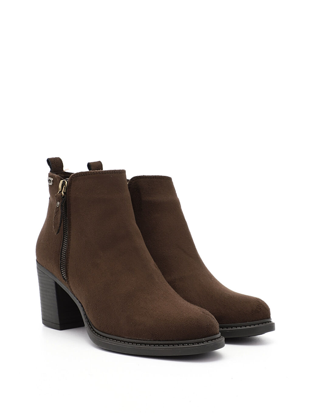 Kahverengi Kadın AÇIK KAHVERENGİ Fermuarlı Kalın Topuklu Bot-1