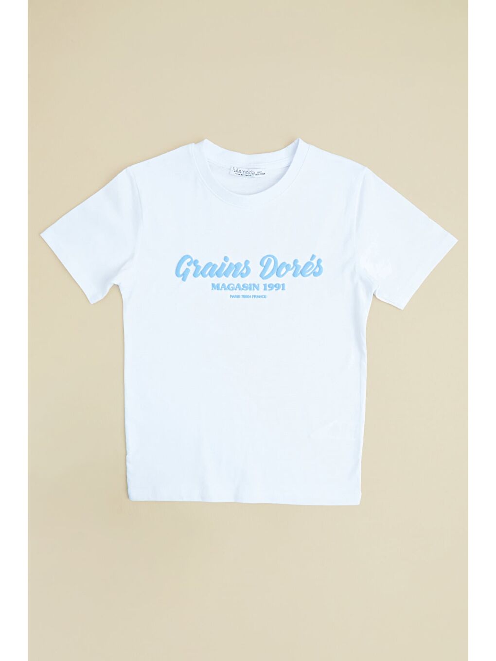 Beyaz Yazı Baskılı Bisiklet Yaka Erkek Çocuk Tişört