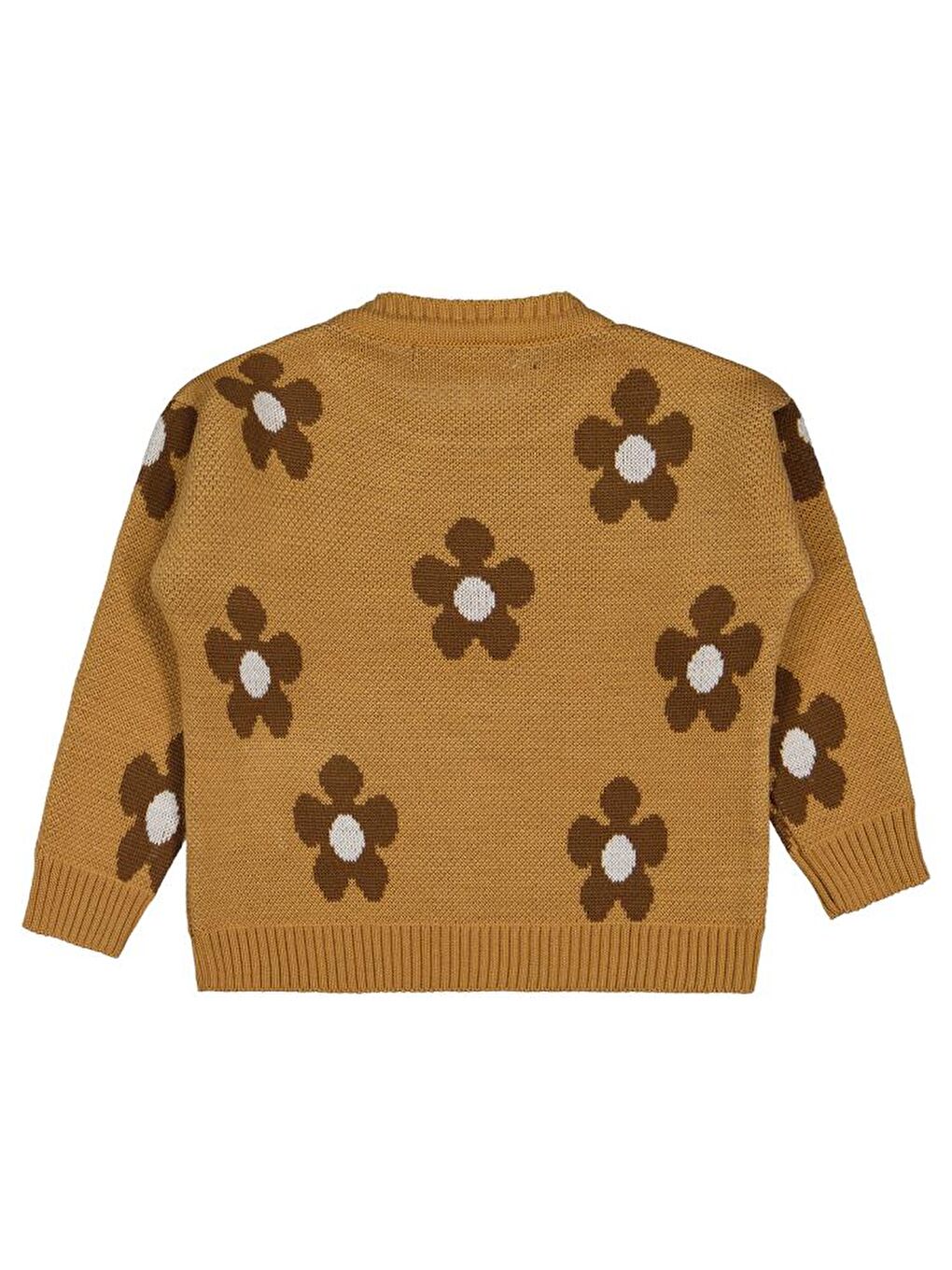 Kahverengi Girls Papatya Desenli 2-5 Yaş Kazak - Ekru 2-3 Yaş-1