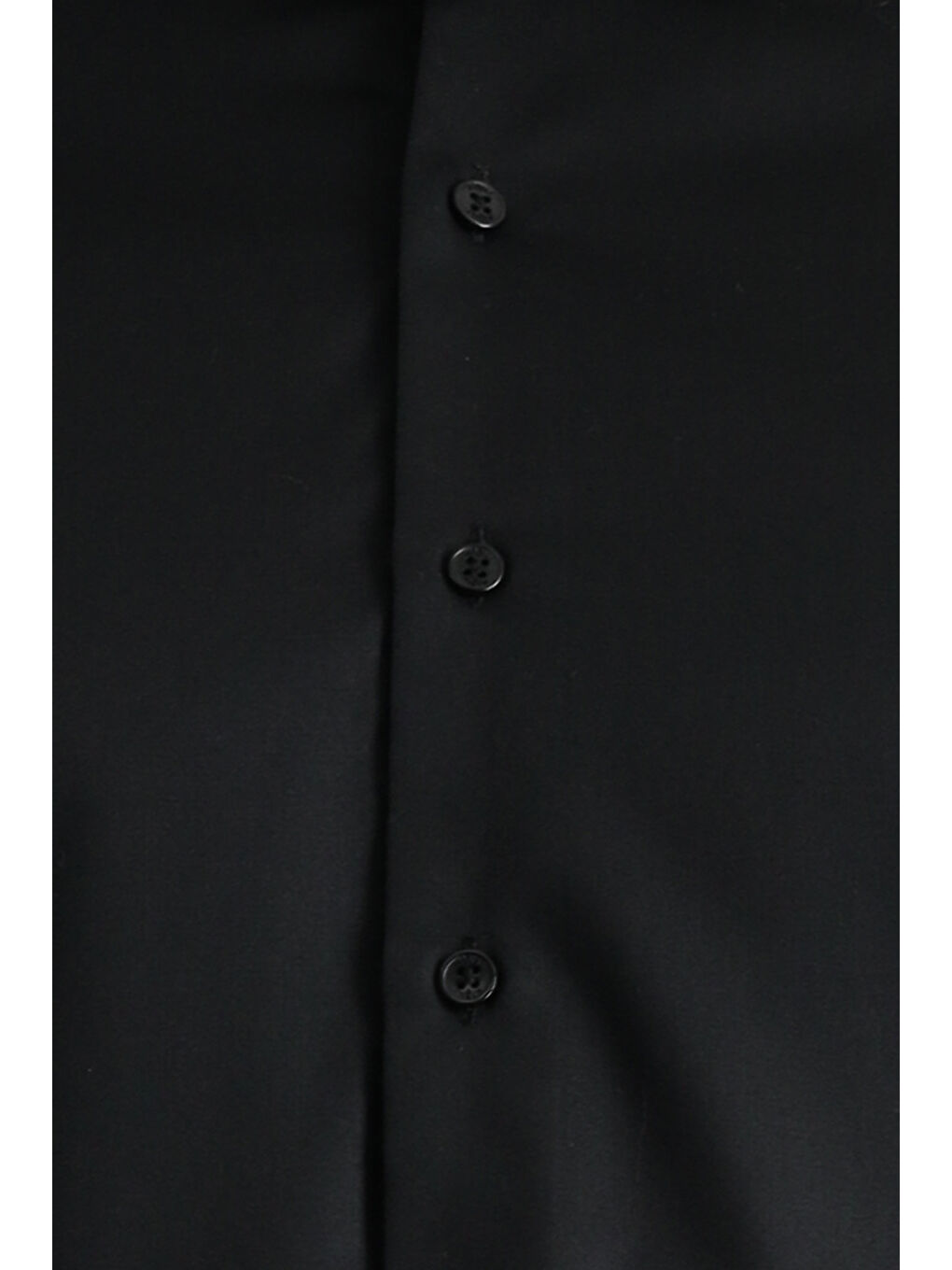 Siyah Uzun Kol Slim Fit Dar Kesim Pamuklu Non Iron Saten Klasik Gömlek-4