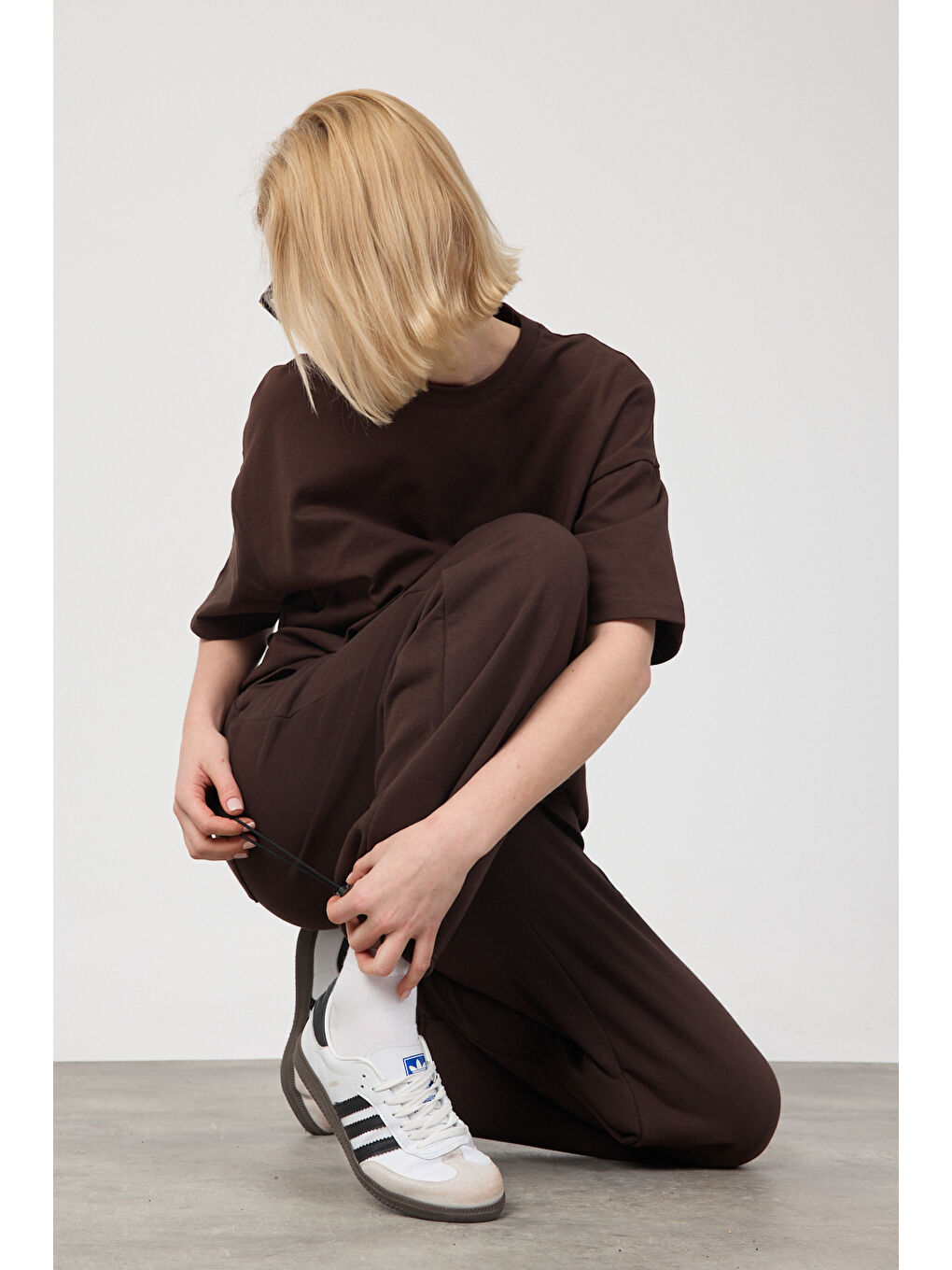 Kadın Blank Kahverengi  Ayarlanabilir Paça Eşofman Alt-1