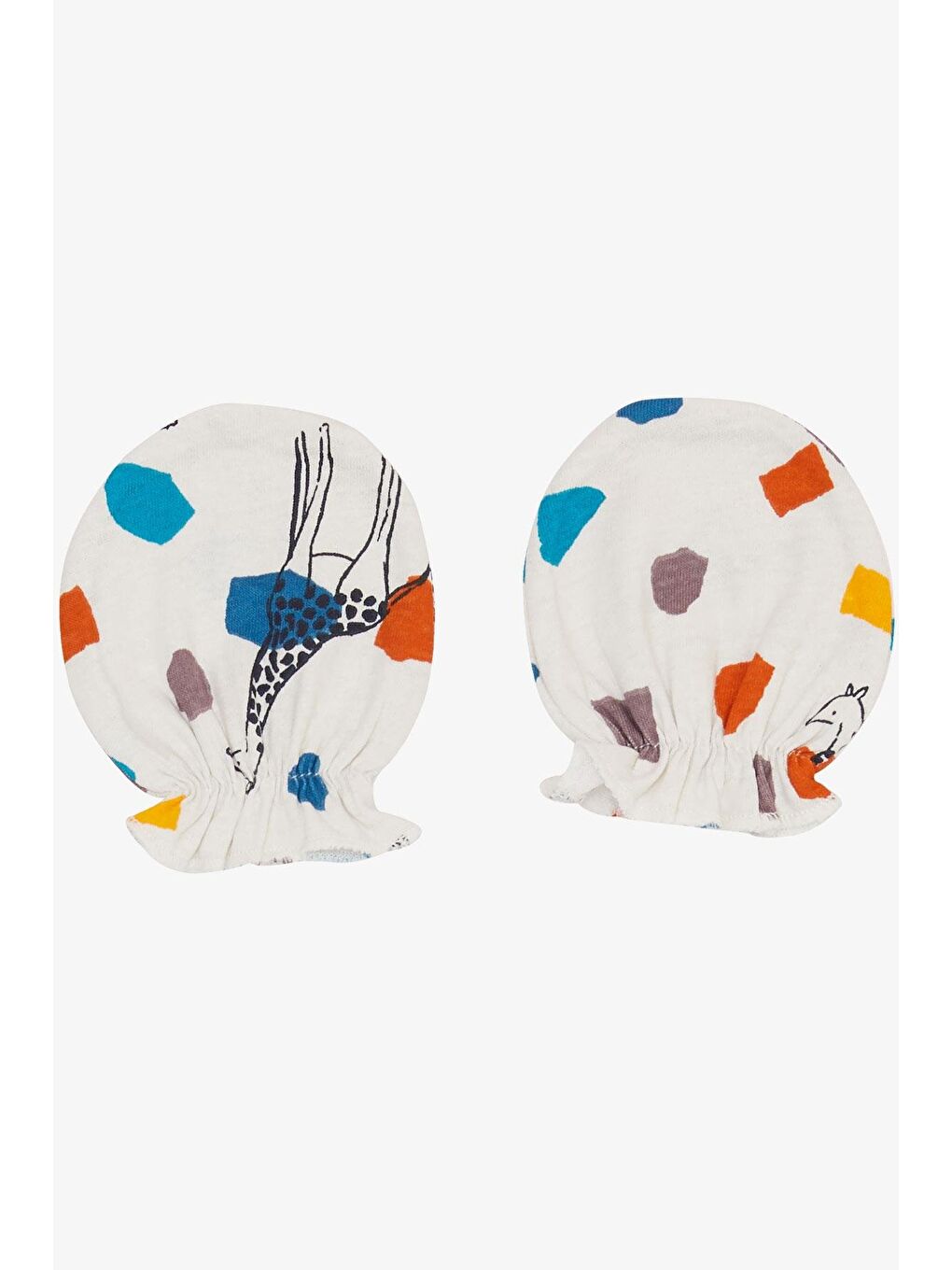 Bej Yenidoğan Bebek Eldiven Zürafa Desenli Taş (7 X 9 Cm)-1