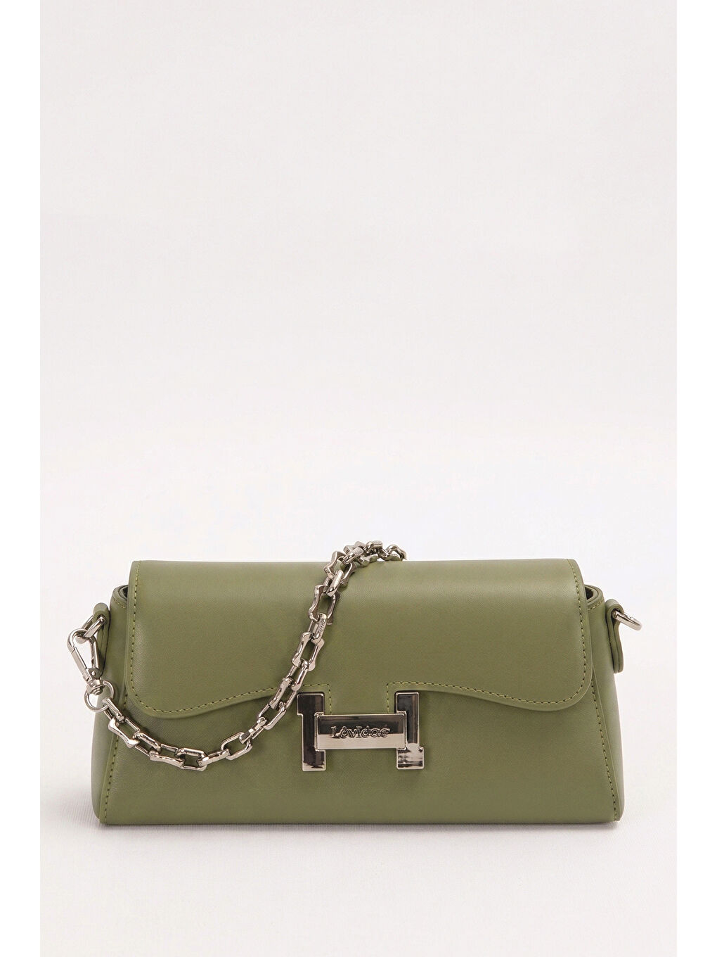 Levidor Premium Çift Askılı Çıtçıt Detay Deri Çanta 930405 Küf Yeşil-3