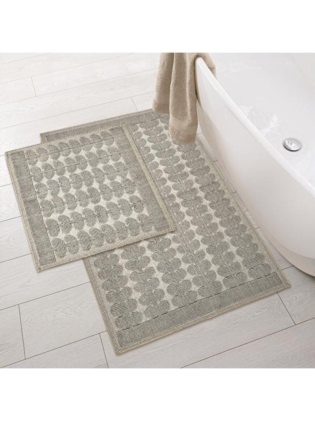 Soft Folium 2'li Banyo Paspası - Gri - 60x100 cm + 50x60 cm-4