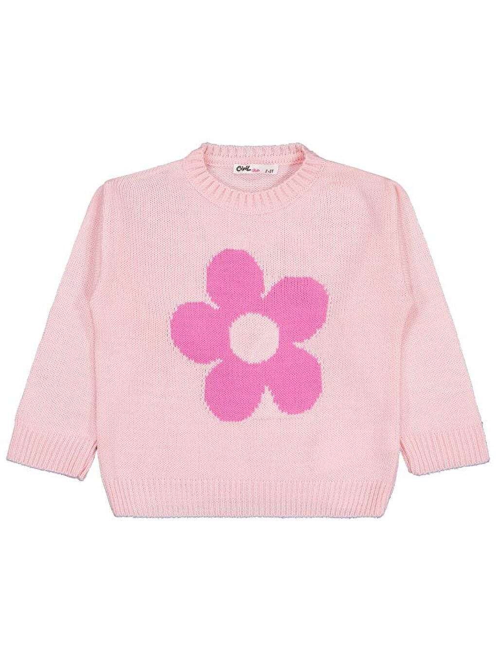 Girls Büyük Çiçek Desenli 2-5 Yaş Kazak - Pembe 3-4 Yaş