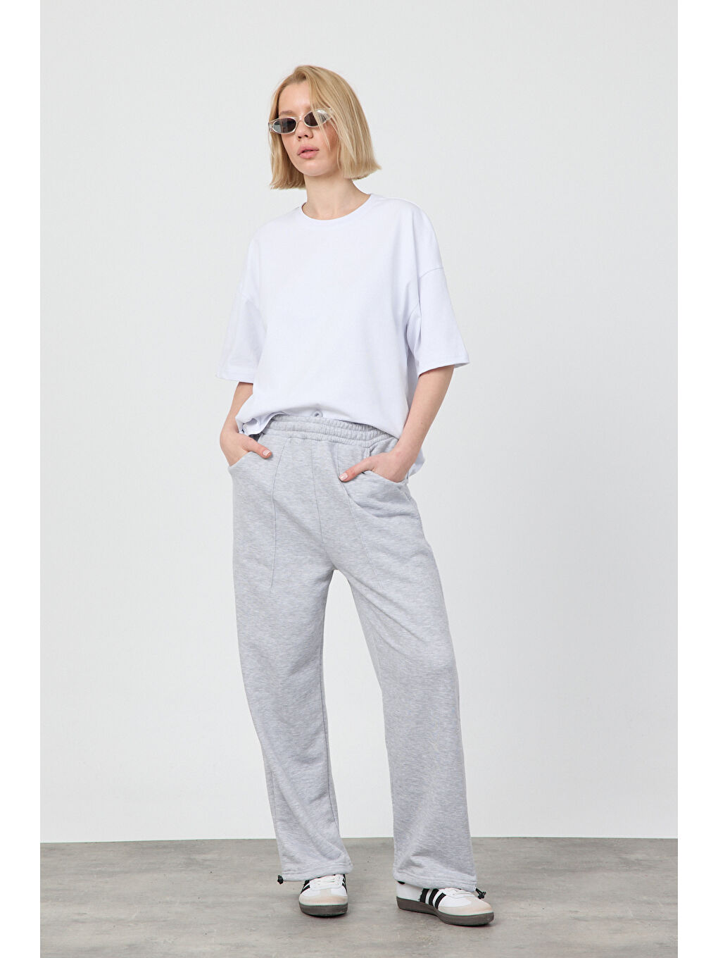 Kadın Blank Gri Ayarlanabilir Paça Eşofman Alt-2