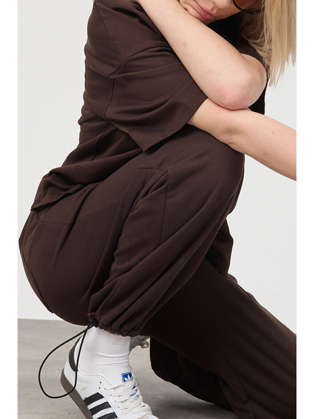 Kadın Blank Kahverengi  Ayarlanabilir Paça Eşofman Alt-2