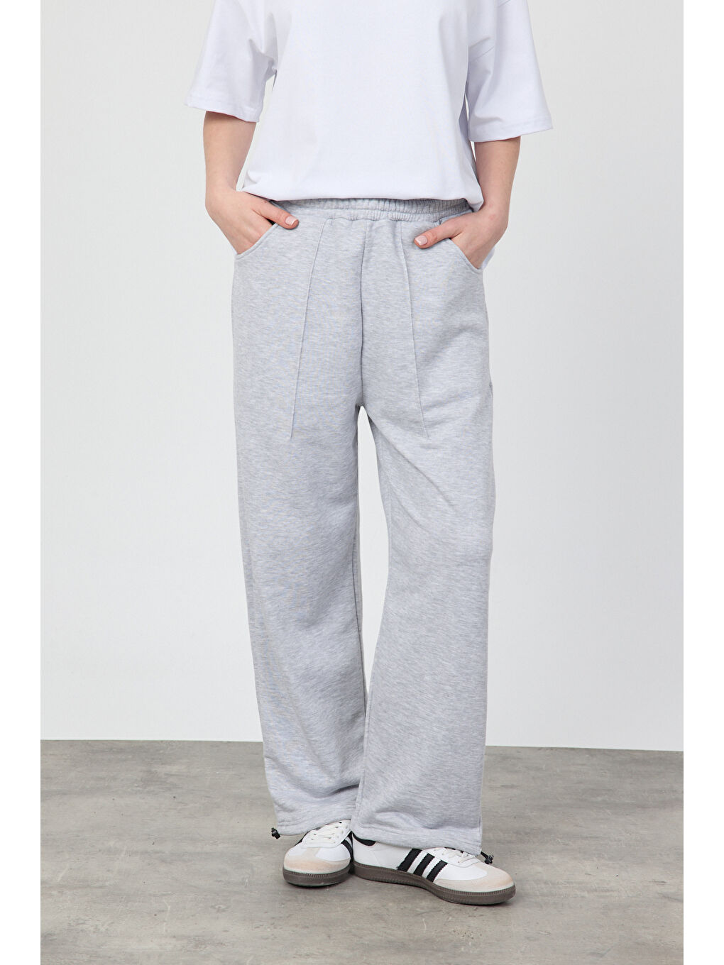 Kadın Blank Gri Ayarlanabilir Paça Eşofman Alt-3