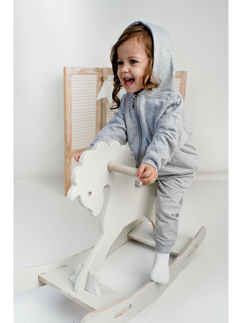 Gri Fermuarlı Kapüşonlu Tek Sweat-3