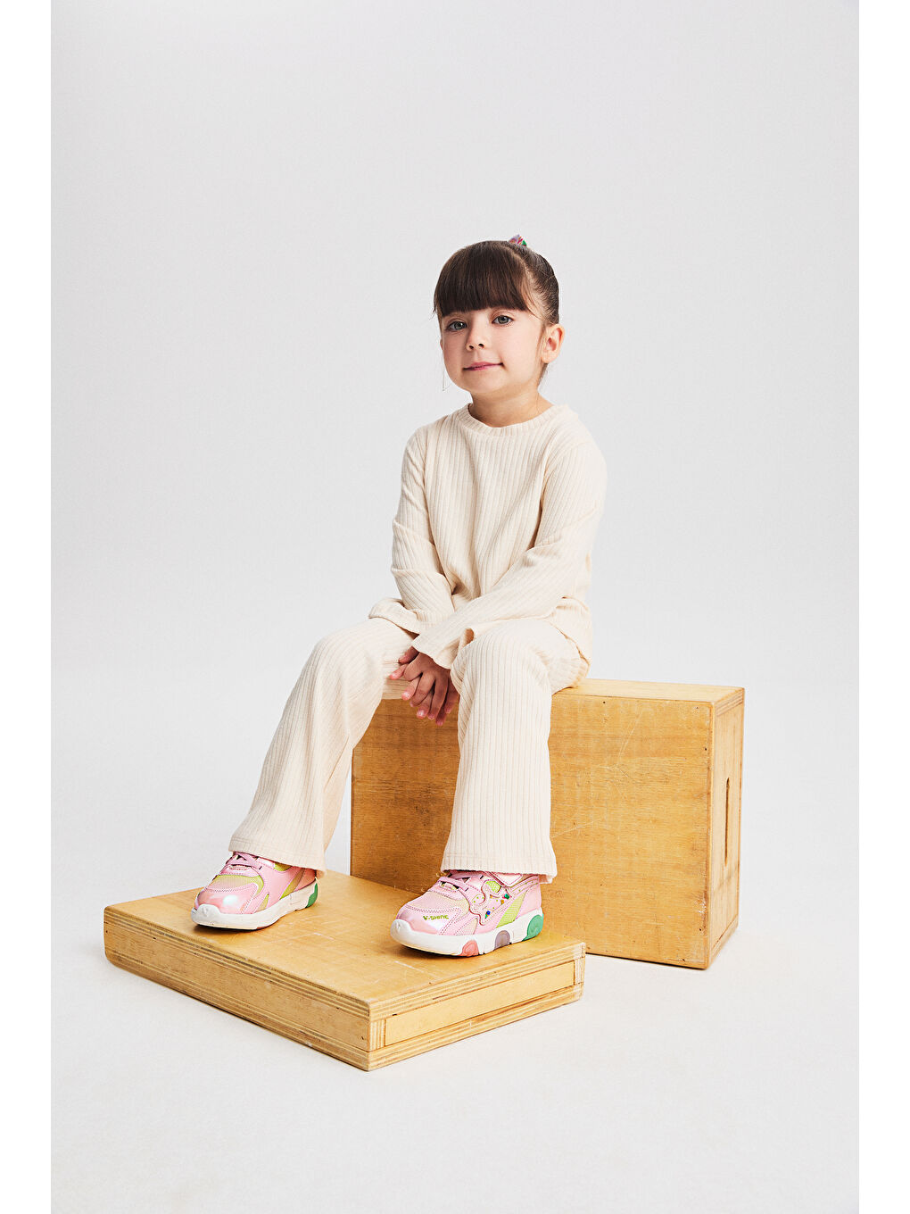 Pembe Queen Işıklı Kız Bebek Pudra Spor Ayakkabı-4