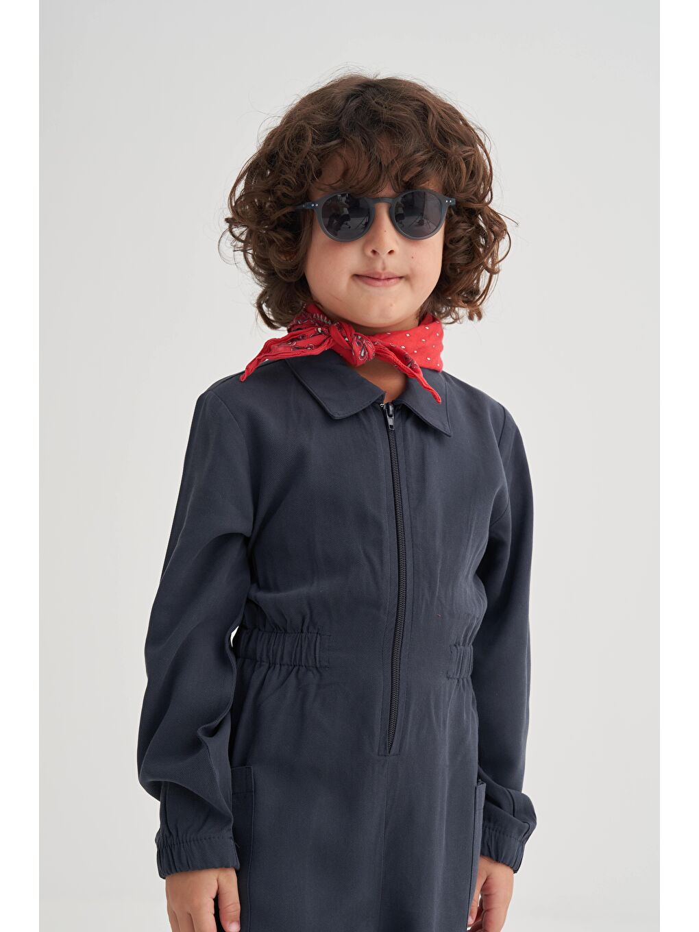 Lyocell Önü Fermuarlı Tulum 2-7 Yaş Lacivert-1