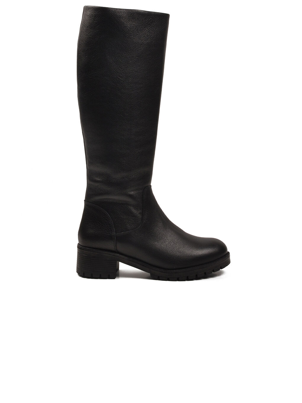 Siyah Hakiki Deri İçi Polarlı Kaymaz Kadın Çizme 26900-1 Z-1