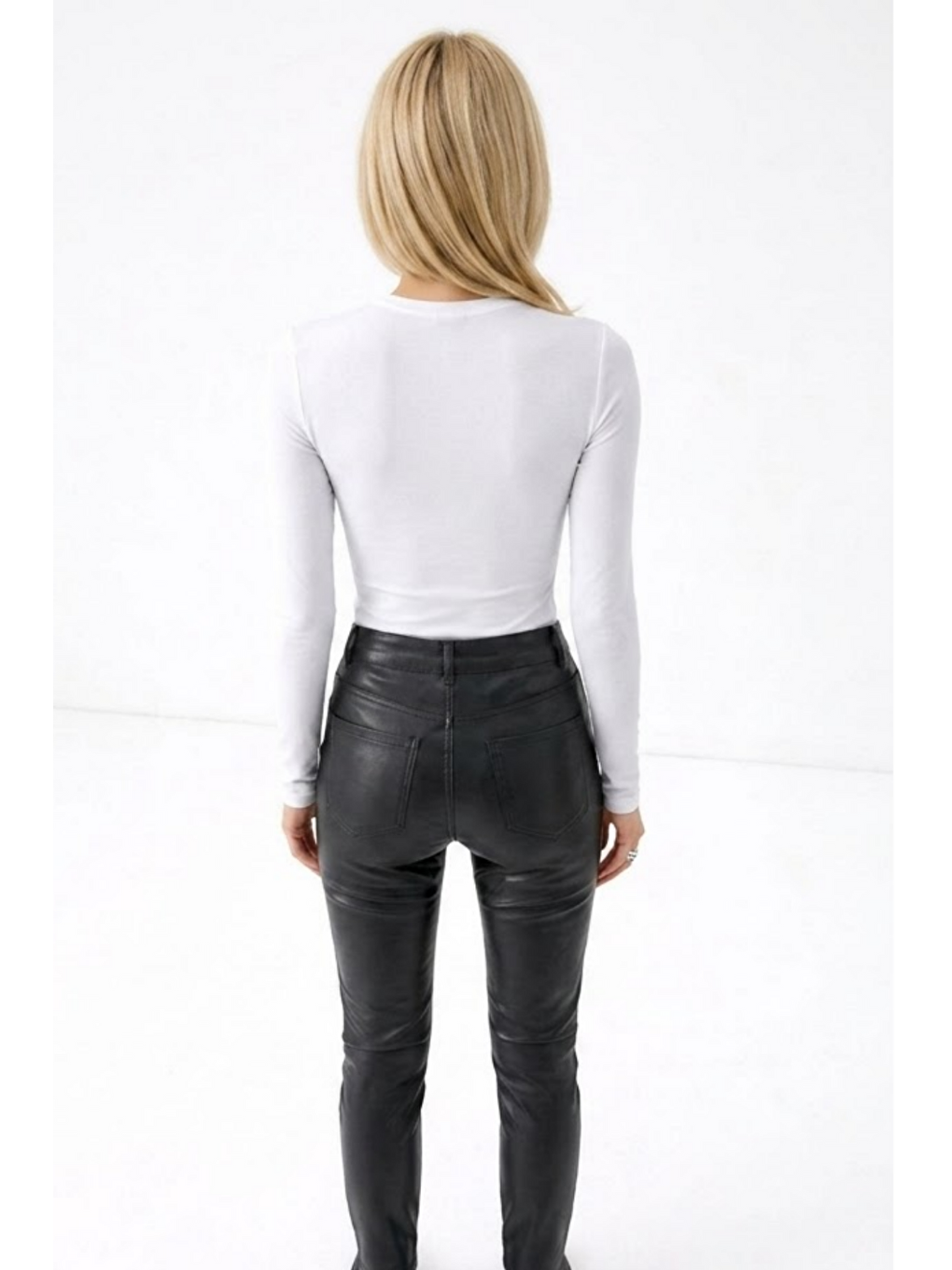 Kadın Günlük Fashion Dar Ekru Tişört-2