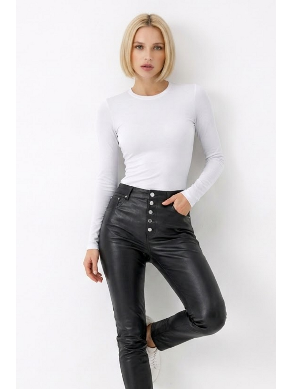 Kadın Günlük Fashion Dar Ekru Tişört-3
