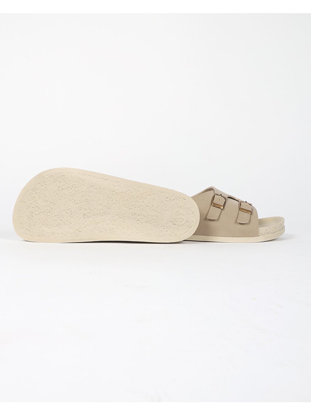 Bej Kadın Yazlık Çift Tokalı Terlik - SIENA-4