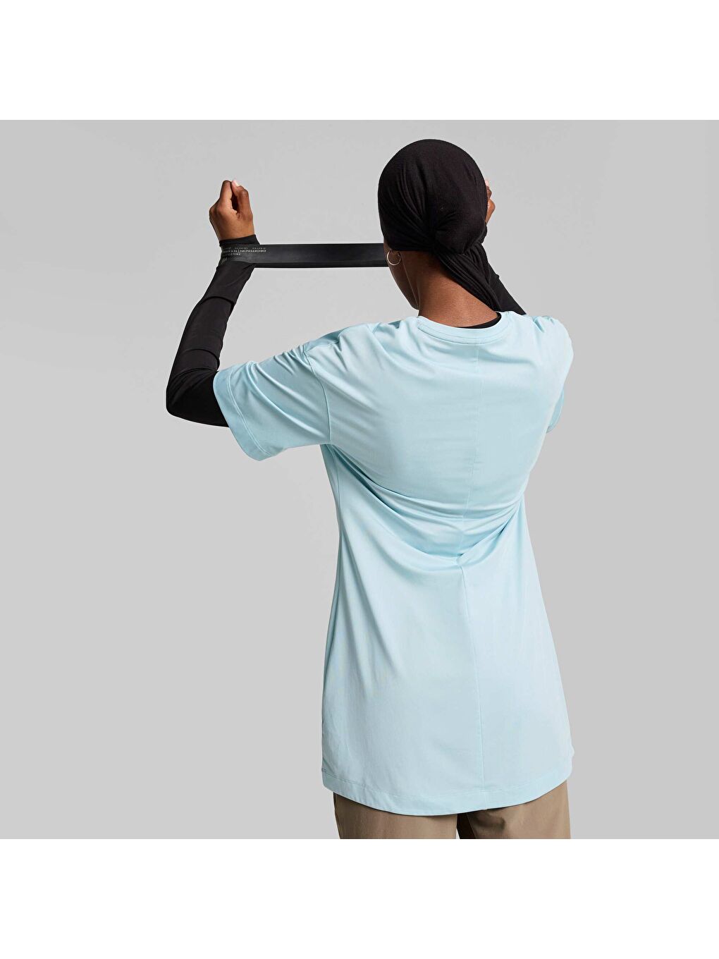 Turkuaz Modest Kadın Geniş Kesim Antrenman Tişört-2