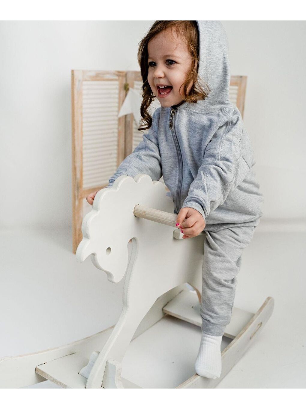 Gri Fermuarlı Kapüşonlu Tek Sweat-8