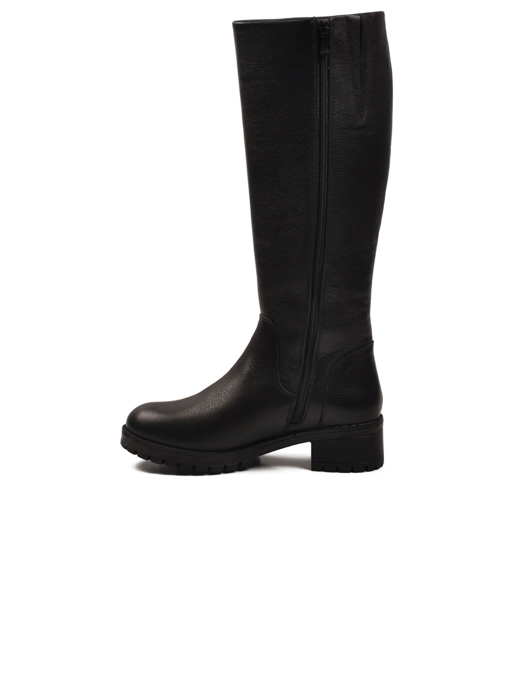 Siyah Hakiki Deri İçi Polarlı Kaymaz Kadın Çizme 26900-1 Z-3