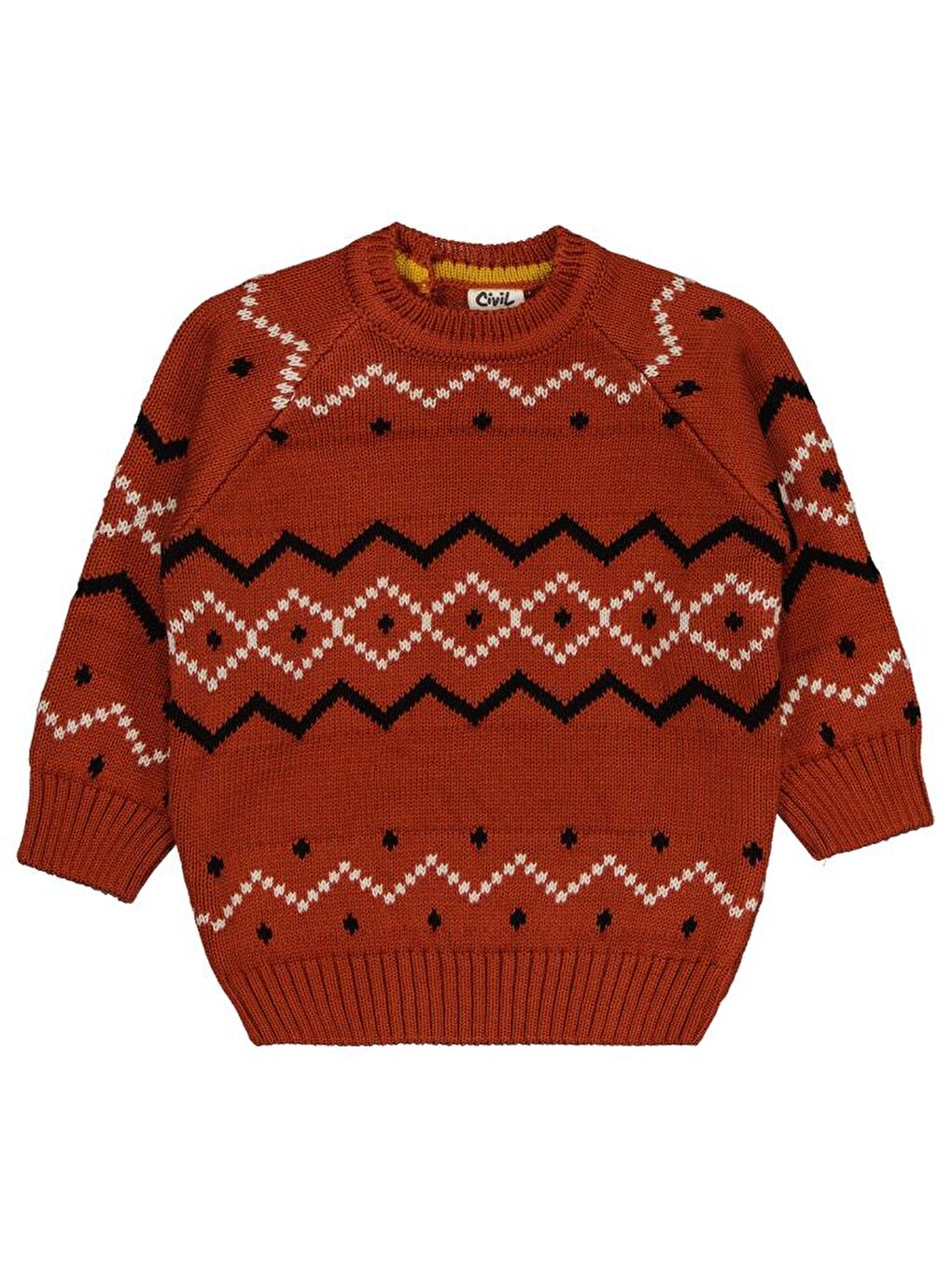 Bordo Baby Nord Etnik Örğü 6-18 Ay Kazak - Turuncu 6-9 Ay