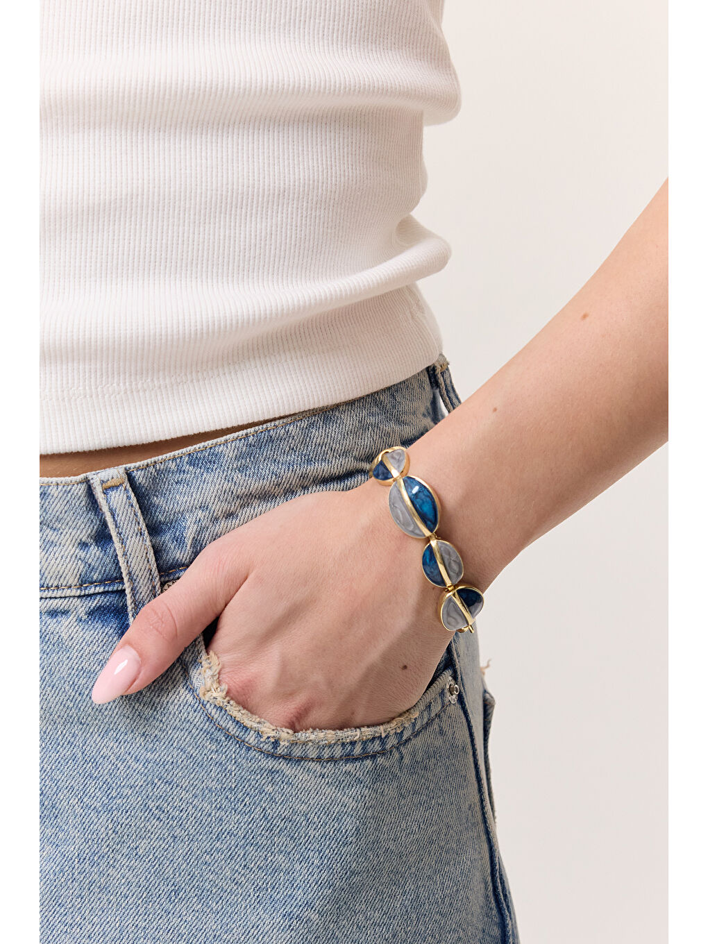 Safir Işıltılı Bileklik Mavi