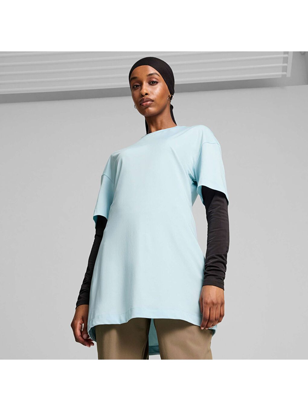 Turkuaz Modest Kadın Geniş Kesim Antrenman Tişört-6