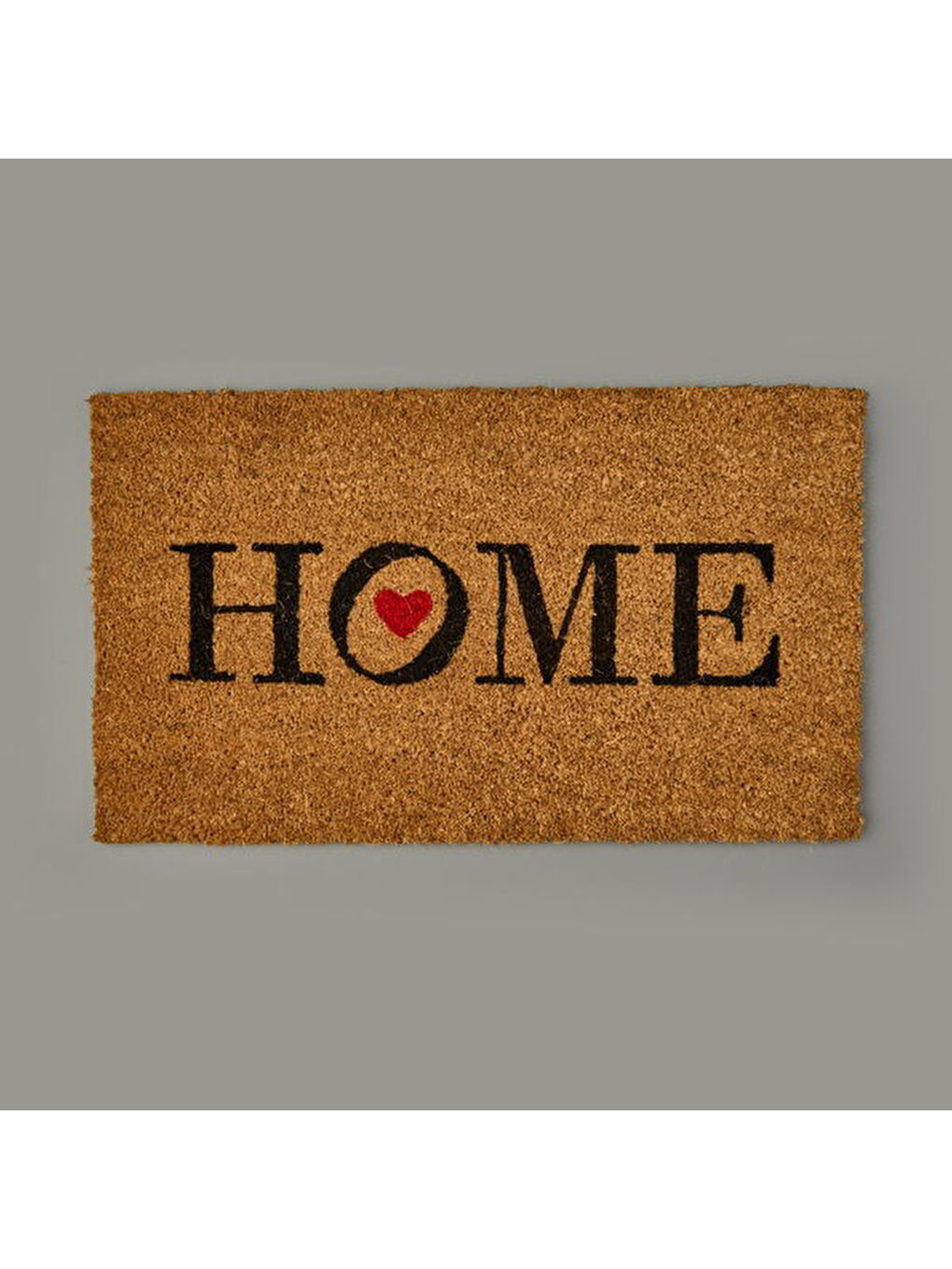 Kırmızı Kalp Kapı Önü Paspası - Bej - 35x60 cm-1