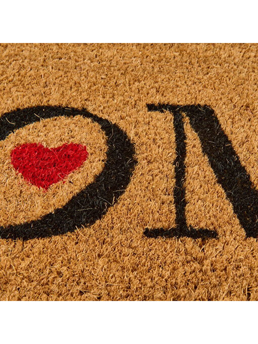 Kırmızı Kalp Kapı Önü Paspası - Bej - 35x60 cm-2
