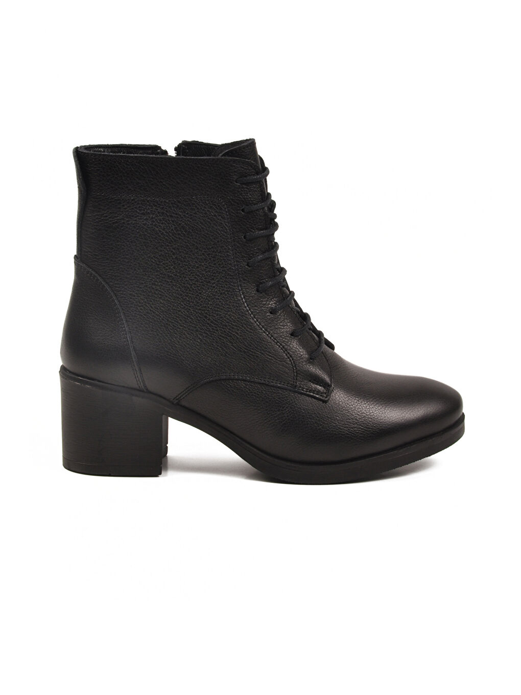 Siyah Hakiki Deri İçi Polarlı Kadın Topuklu Bot 92159-1 Z-1