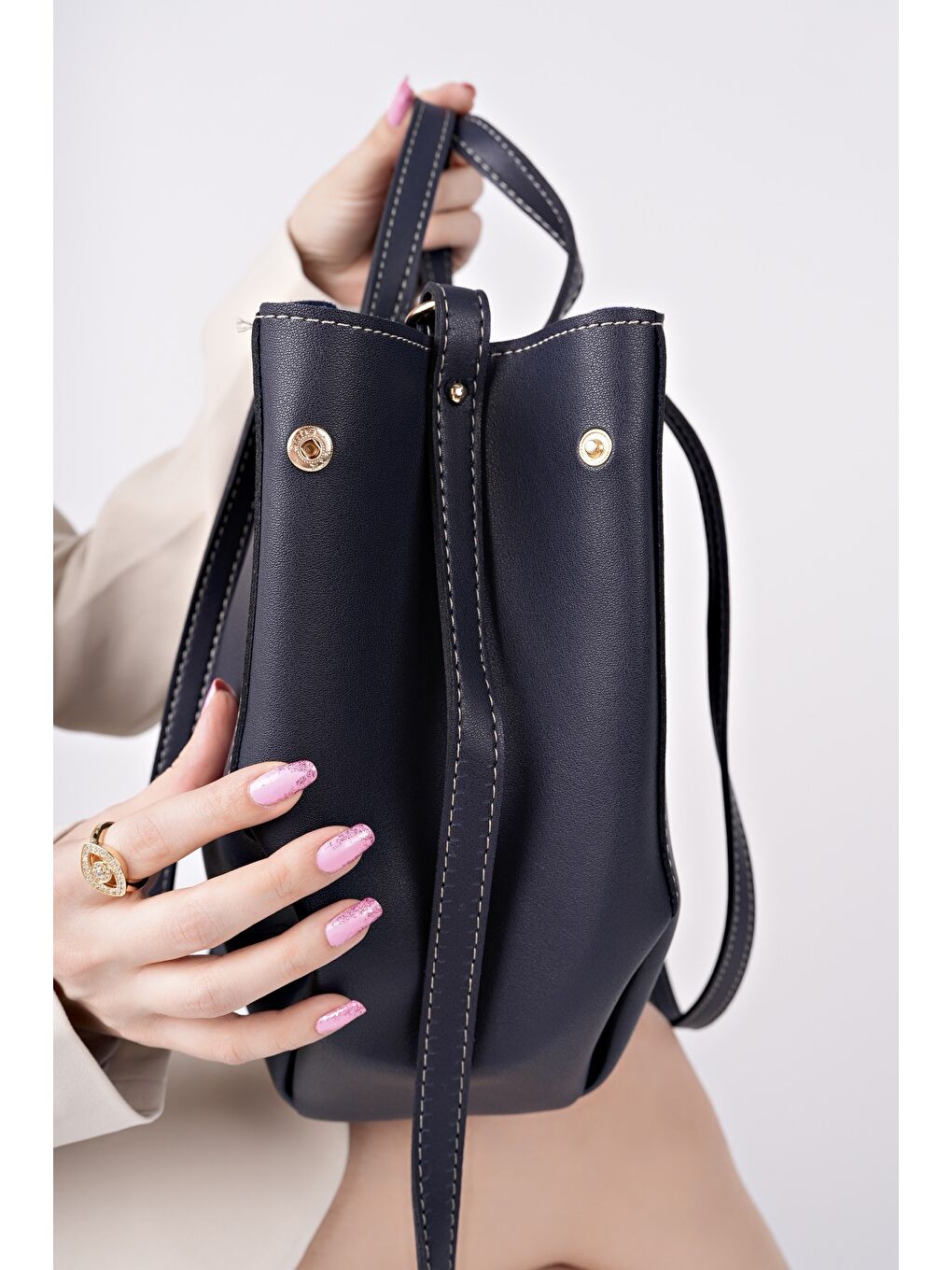 Lacivert FARME Kadın Cüzdanlı El ve Omuz Çantası-3