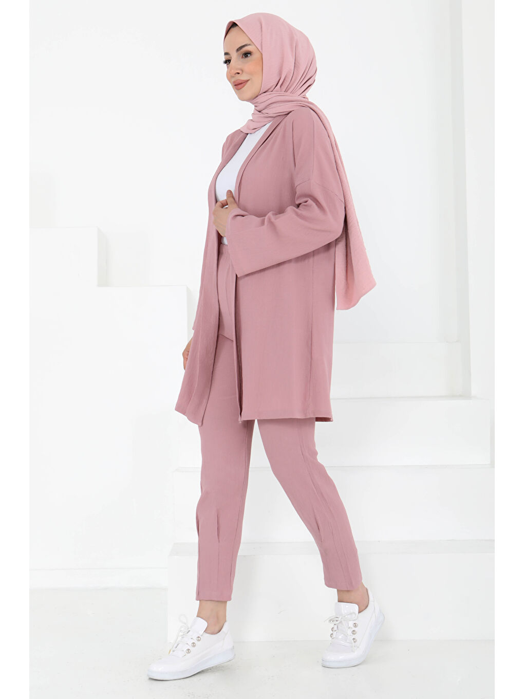 Pembe Hırka Pantolon İkili Takım Gül - 27115