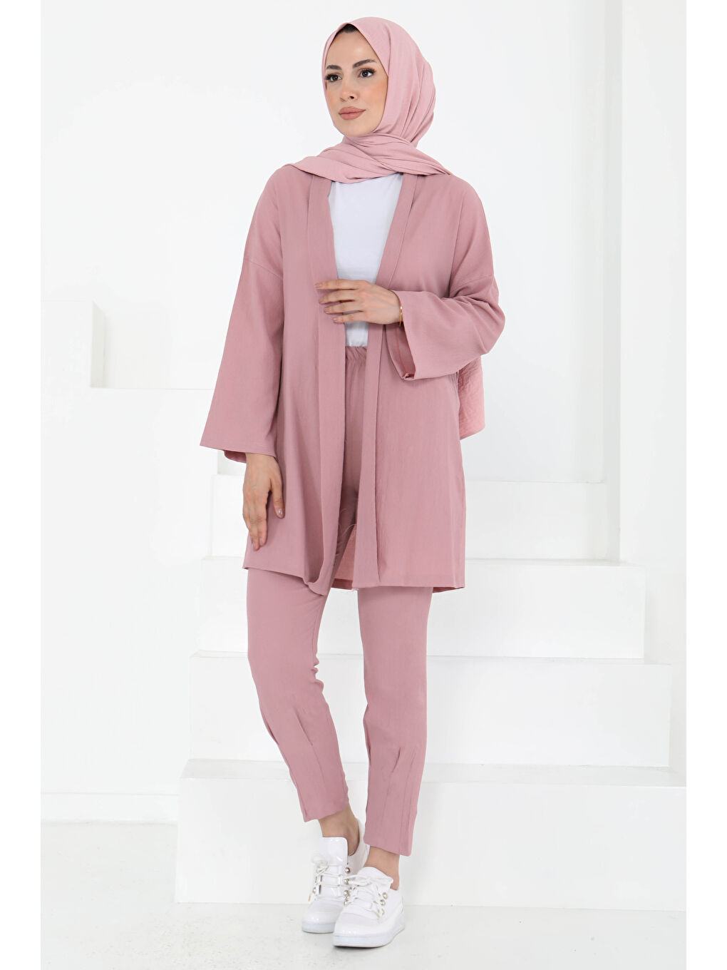 Pembe Hırka Pantolon İkili Takım Gül - 27115-1