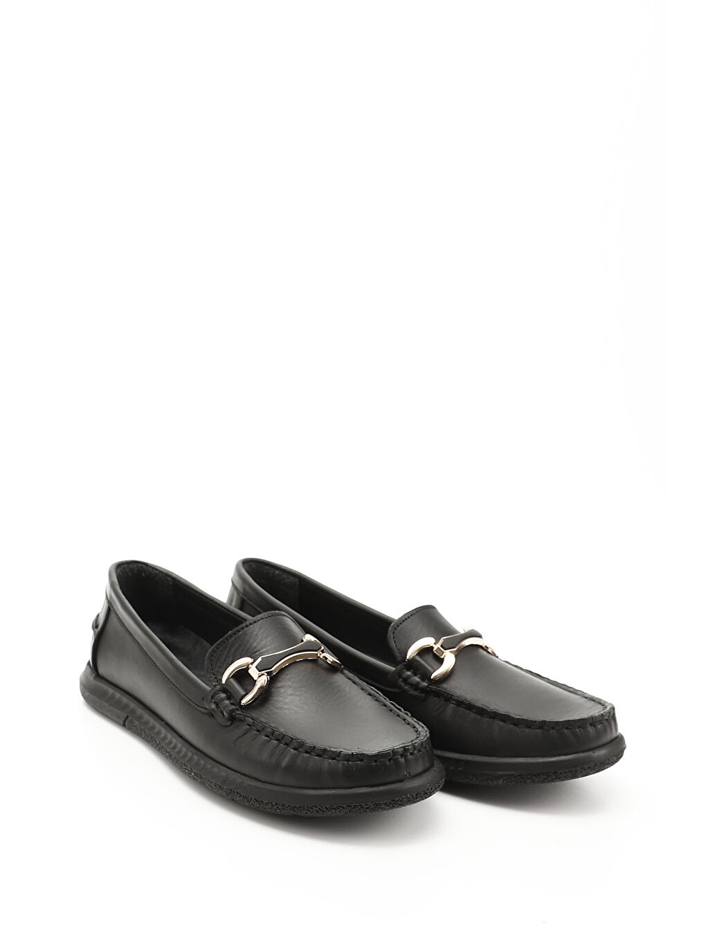 Mor Kadın ZÜMRÜT-SİYAH Tokalı Rok Hakiki Deri Comfort Loafer-1