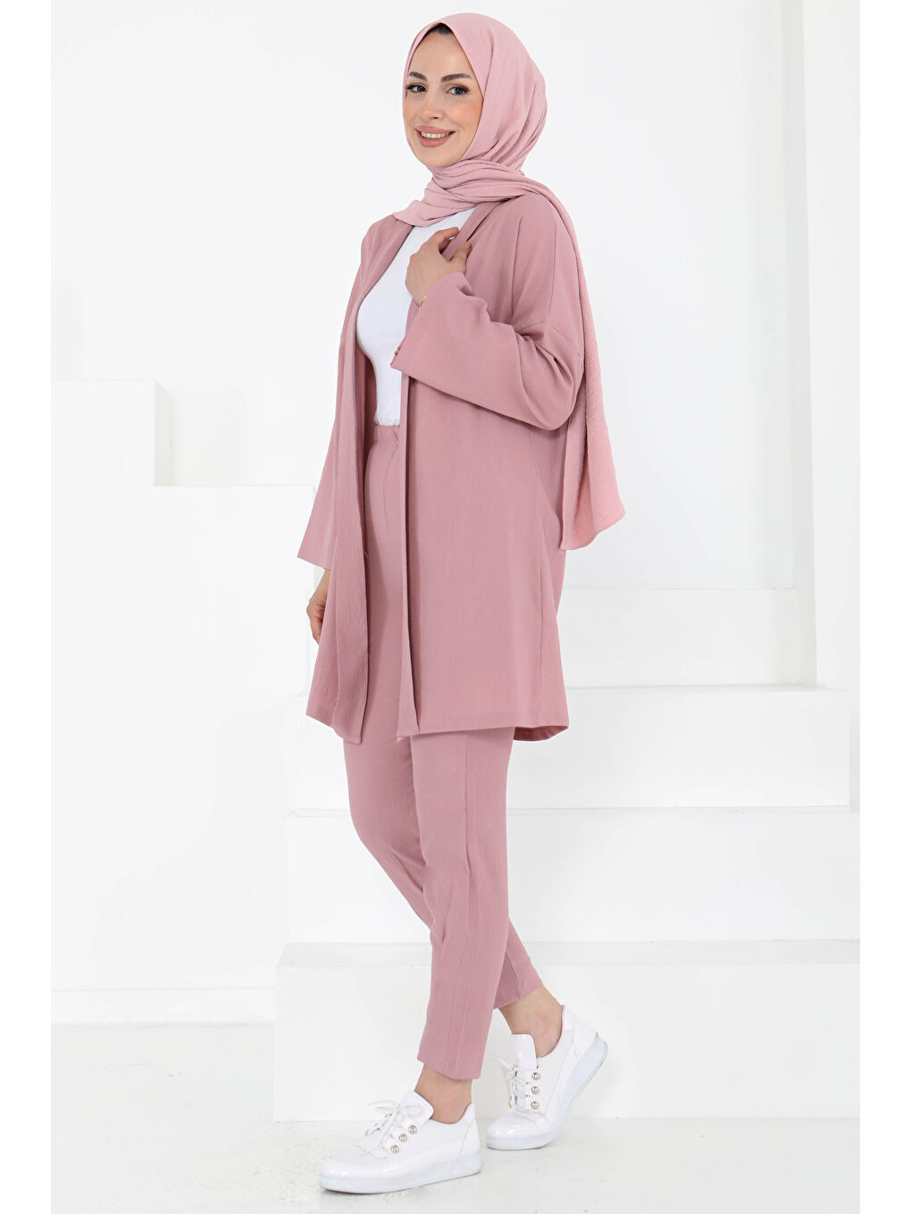 Pembe Hırka Pantolon İkili Takım Gül - 27115-3