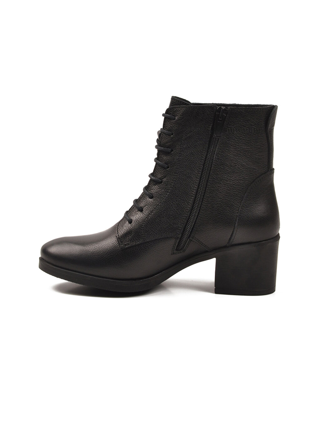 Siyah Hakiki Deri İçi Polarlı Kadın Topuklu Bot 92159-1 Z-3