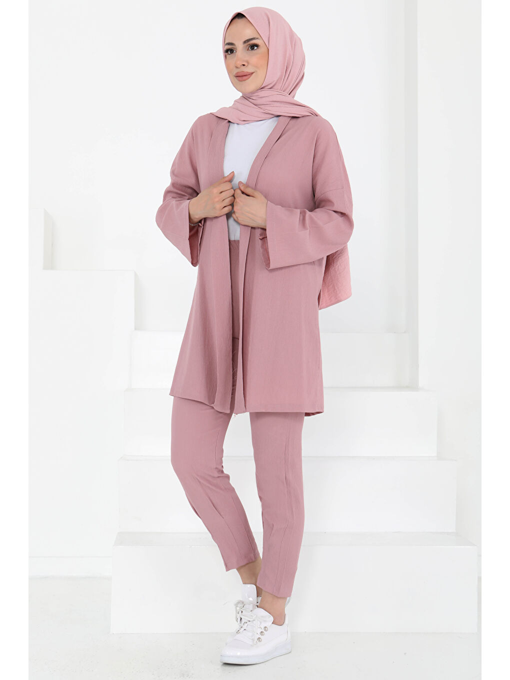Pembe Hırka Pantolon İkili Takım Gül - 27115-4