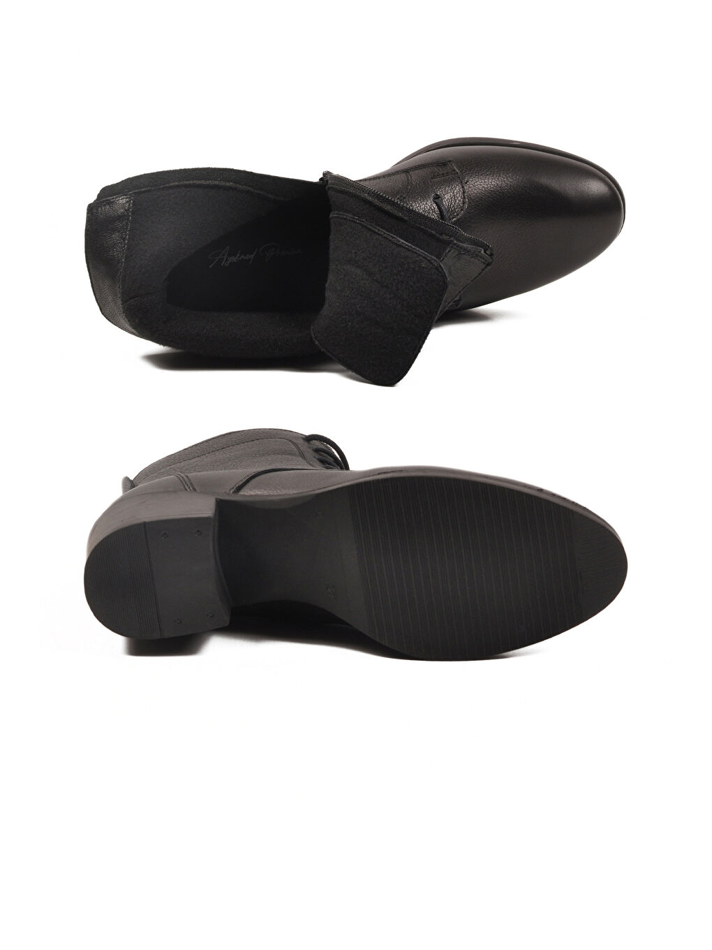 Siyah Hakiki Deri İçi Polarlı Kadın Topuklu Bot 92159-1 Z-4