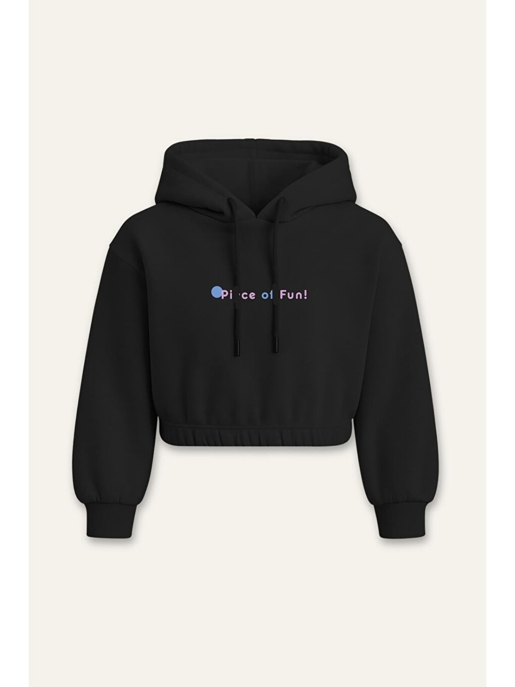 Kız Çocuk Kapüşonlu Crop Sweatshirt - Siyah