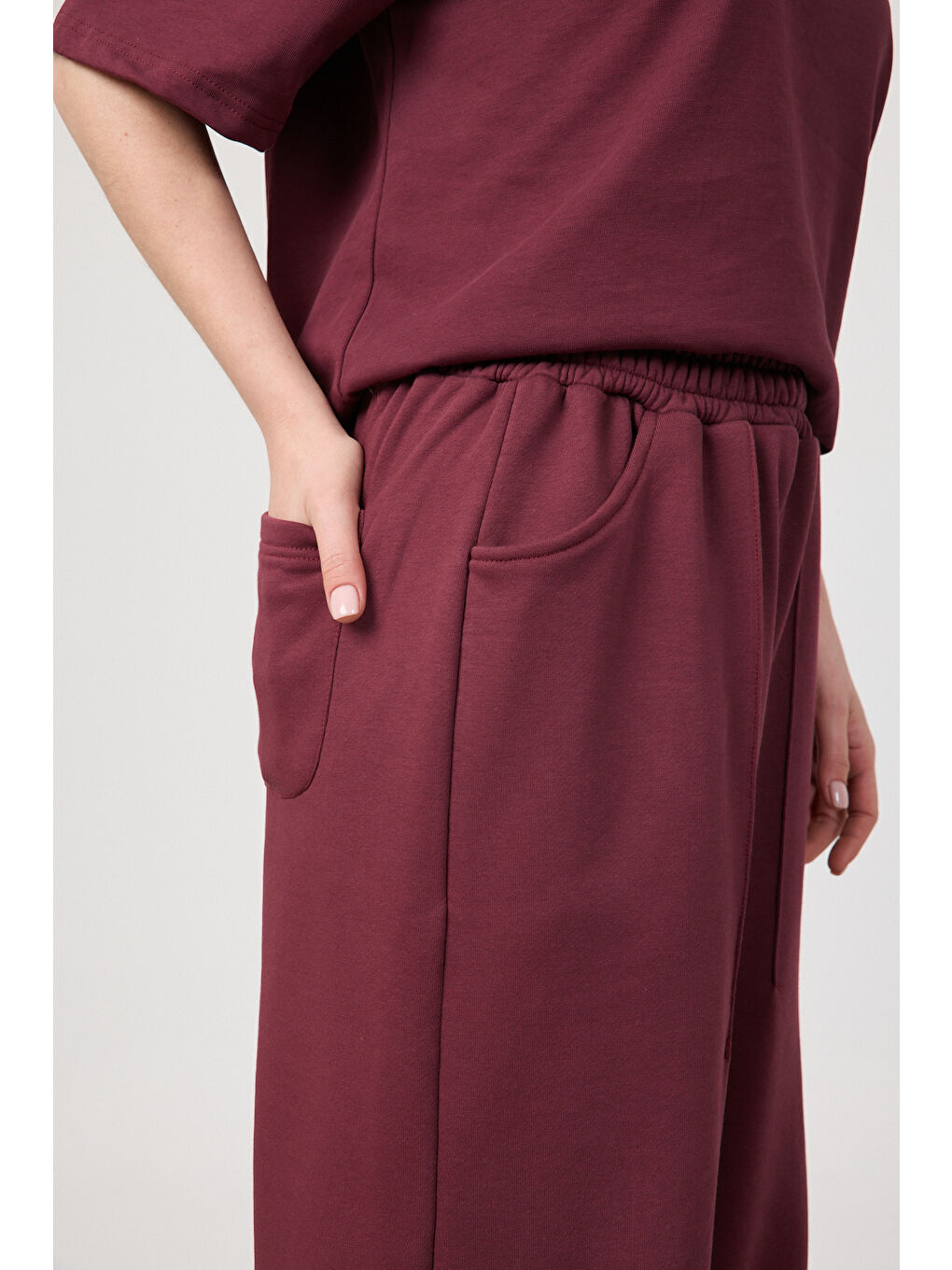 Kadın Blank Bordo Ayarlanabilir Paça Eşofman Alt-4