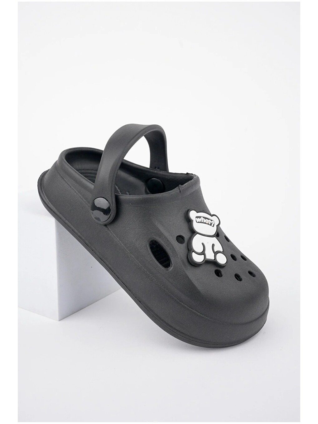 Siyah Unisex Çocuk Figürlü Sticker Sandalet-terlik-2